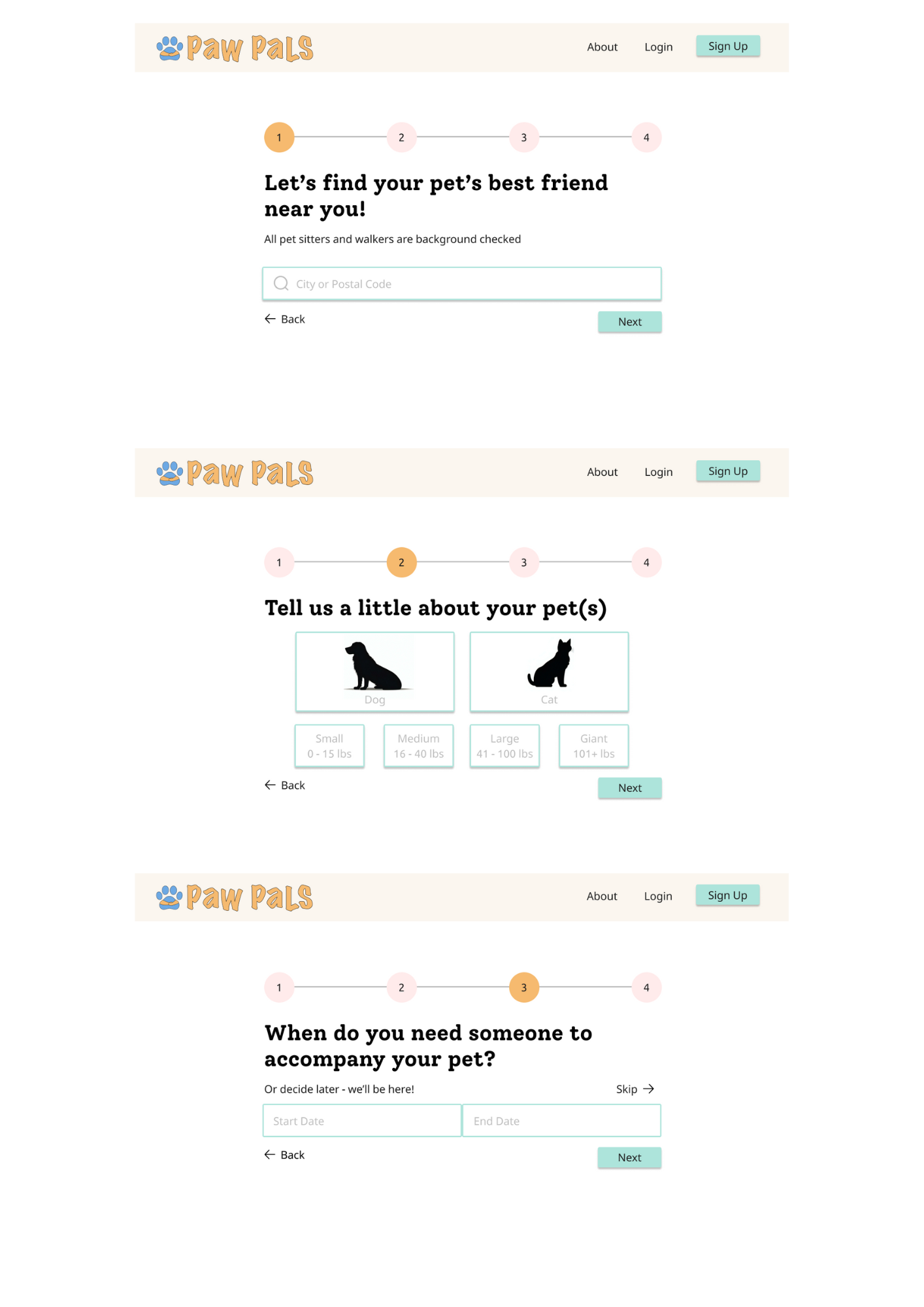 Paw Pals Sign Up Design